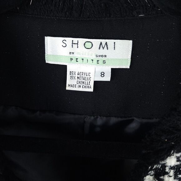 Shomi Petites Black & White Check Short Jacket- Size 8 - Long Sleeve - Picture 9 of 11